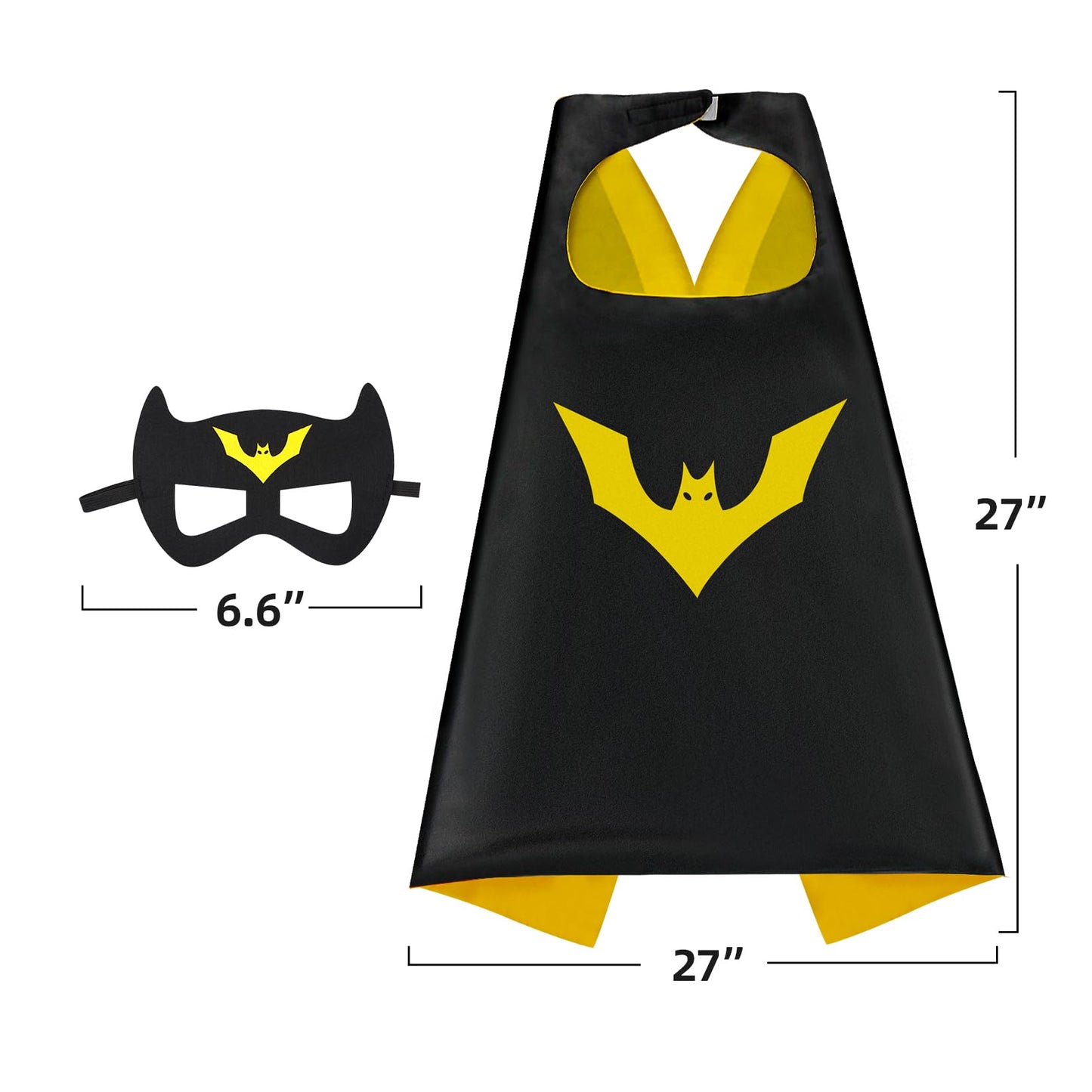 Mizzuco Superhero Capes for Kids Cloak with Mask Halloween Costumes and Party Dress up 2PCS(Black+Blue+Yellow