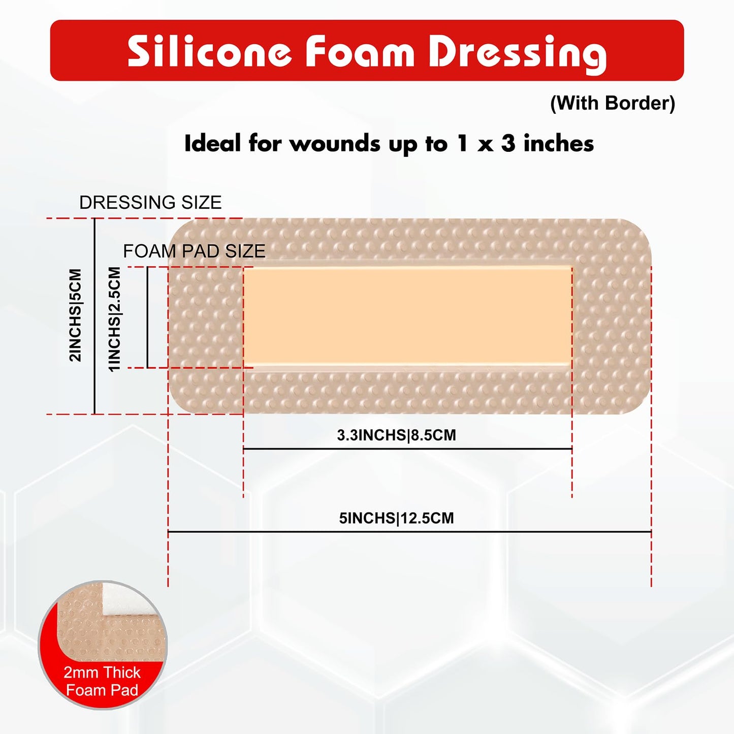 FRESINIDER 2" x 5" Pack of 10 Silicone Foam Wound Dressing - Waterproof Adhesive Bandages with Bordered - Super Absorbent & Breathable for Optimal Wound Care