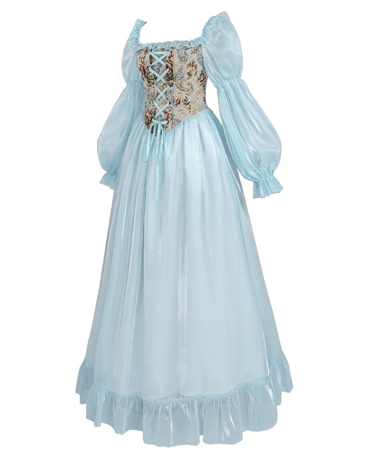 NSPSTT White Renaissance Dress Women Fairy Dress Victorian Medieval Costume, Fairy Blue, S