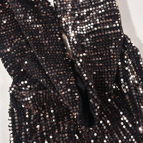 Novaorily Women Sexy V-Neck Bodycon Sequin Mini Dress Hooded Sparkly Dresses for Party Club Night
