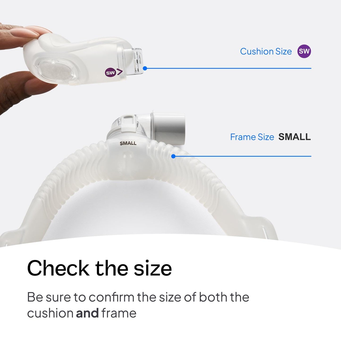 ResMed AirFit N30i Small Frame System, Elbow & Nasal Cradle Cushion - For CPAP Mask - Replacement CPAP Accessories - Small Frame / Small-Wide Cushion