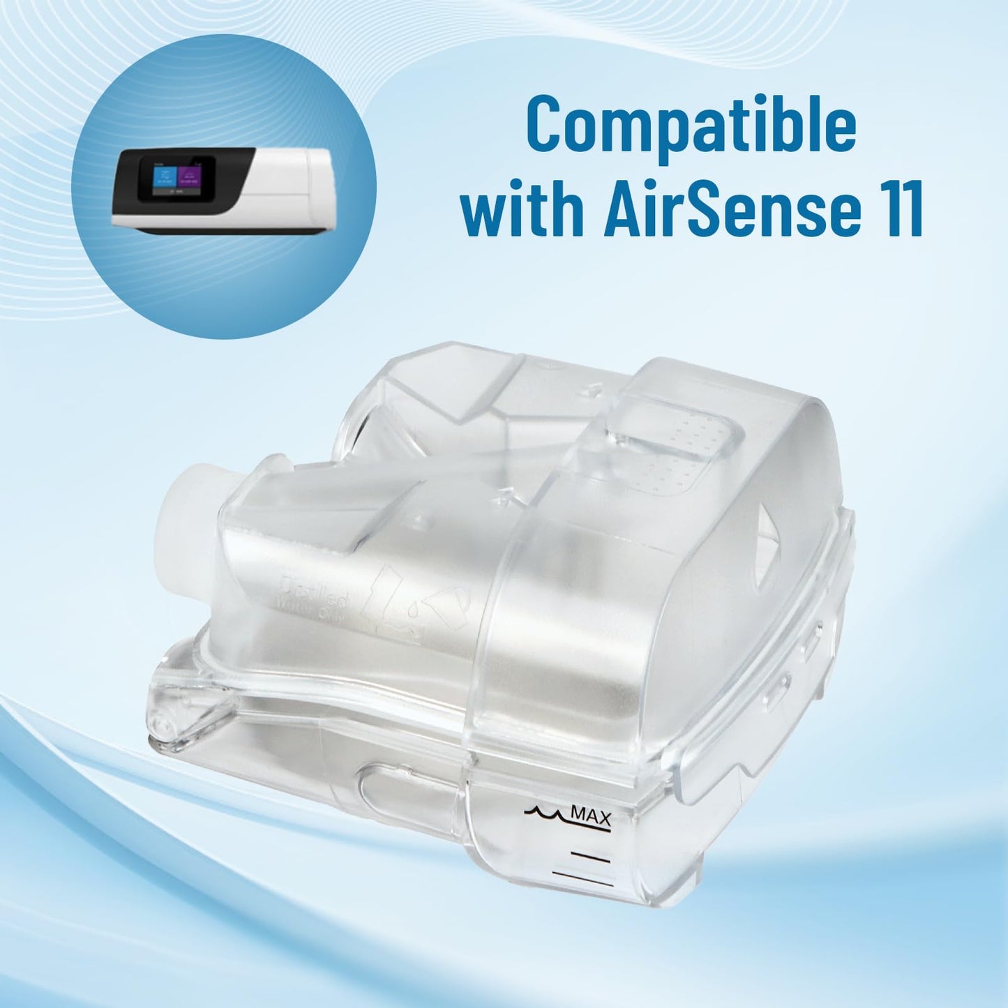 Water Chamber Tank for ResMed AirSense 11 Tube Hose Machine, Replacement Pap HumidAir Water Tank for CPAP Machine Hose