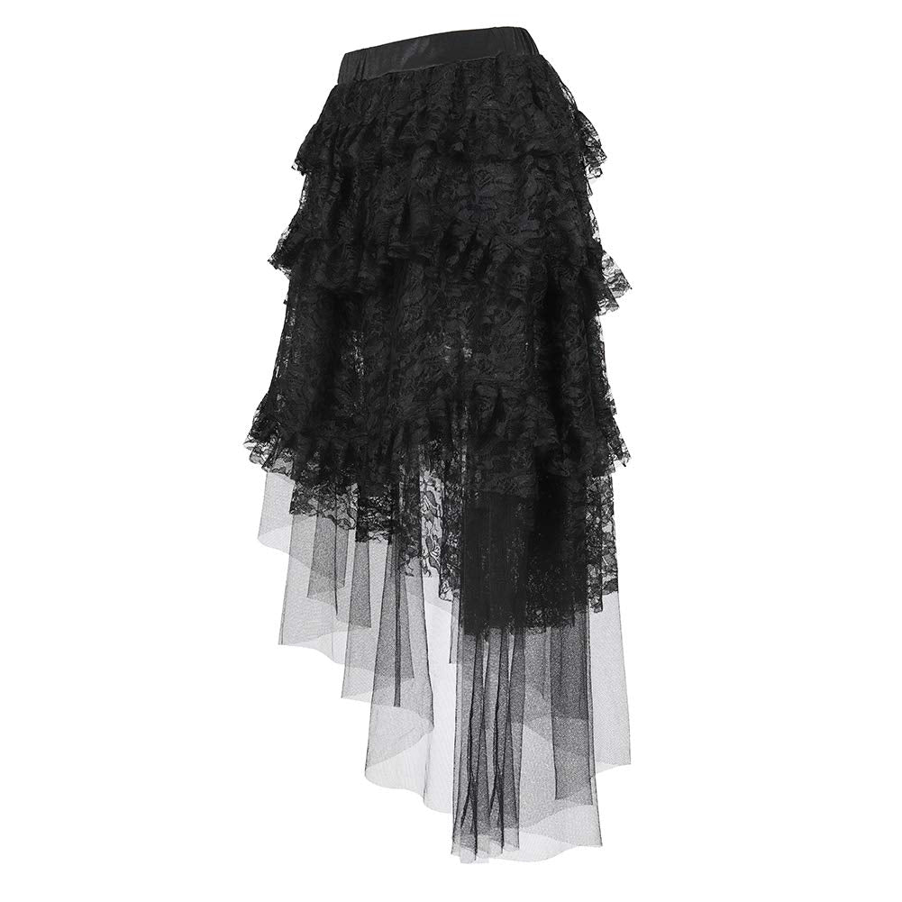 Zhitunemi Plus Size Steampunk Costume for Women Black Skirt Gothic Dress Renaissance Skirt Black X-Small