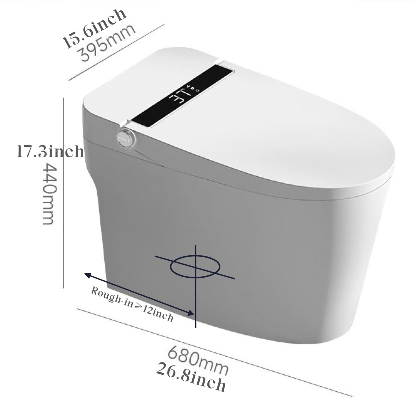 BONSAM Smart Toilet with Auto Open/Close Lid, Modern Toilet with Bidet Built In, Foam Shield, Auto Flush, Warm Water&Dryer, Self-Cleaning Heated Seat Toilet with Remote Control for Seniors & Families.