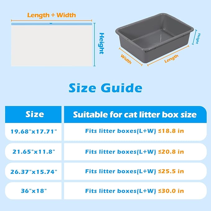Cat Litter Bags 60 Count,19.68"x17.71" Drawstring Close Litter Box Liners for Automatic Litter Box,Thick Cat Poop Bags,Easy to Clean,Heavy Duty Robot Bag for Self-Cleaning Box