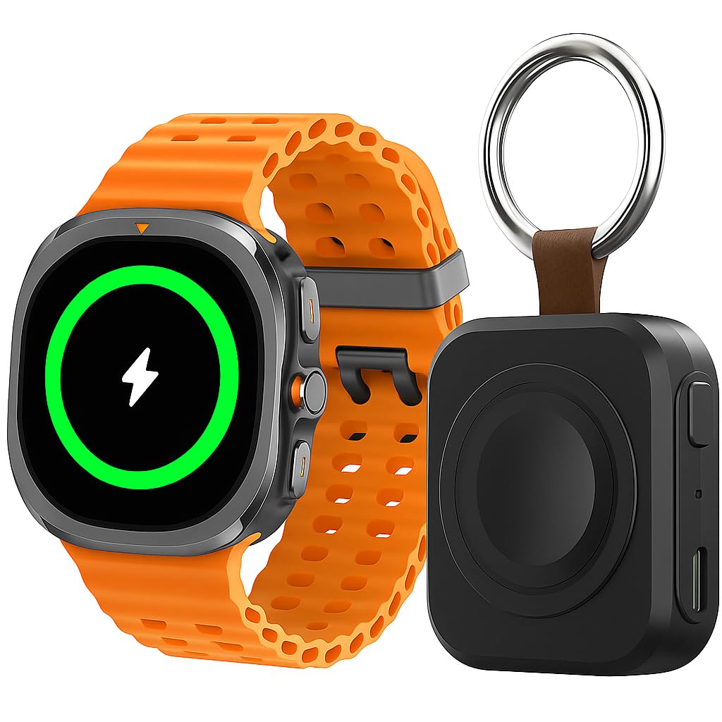 Portable Charger for Samsung Galaxy Watch 8 Classic/Ultra,1200mAh Wireless Fast Charging,Compact Travel Charger with Keychain -