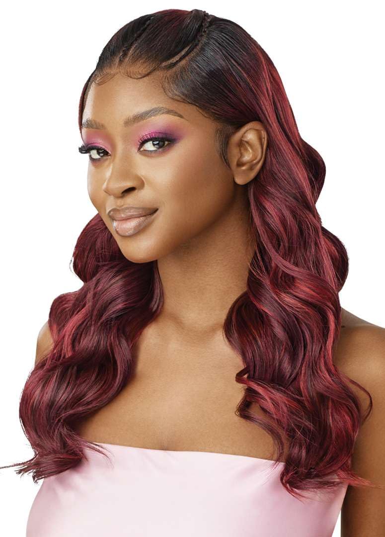 Outre Airtied 100% Fully Hand-Tied Wig - Human Hair Blend - Natural Body Wave 22 (OFF BLACK 1B)