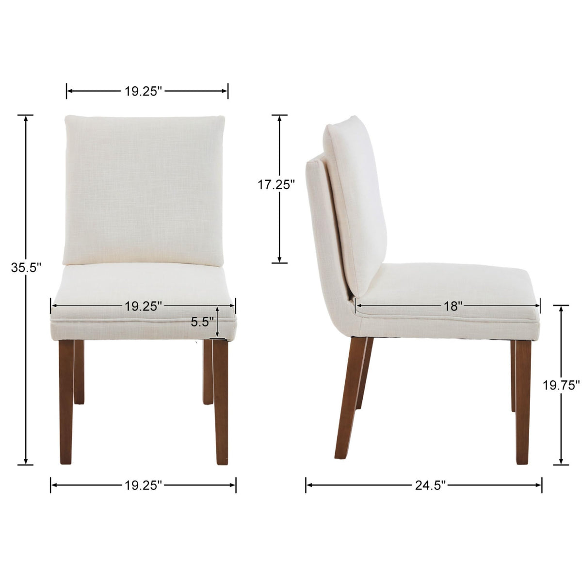 Janoray Dining Chairs Set of 2 with Removable Back Cushions,Modern Linen Upholstered Dining Chairs for Kitchen,Dining Room,Living Room, Bedroom,Cafe,Bar(Beige)