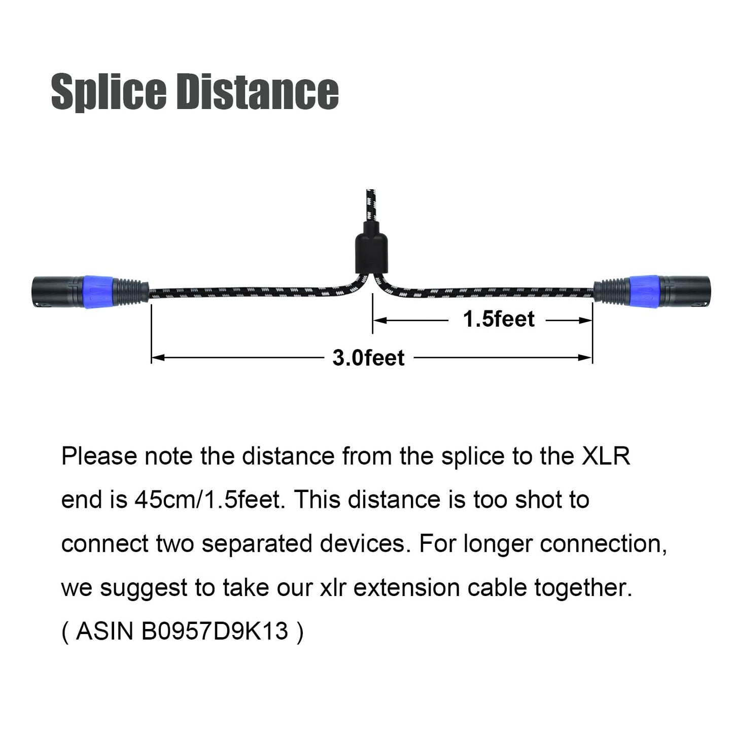 Mugteeve Xlr Y Splitter 1 Female To 2 Male, 5 Feet Microphone Xlr Breakout Cable Balanced Left And Right Dual Male To Single Fem