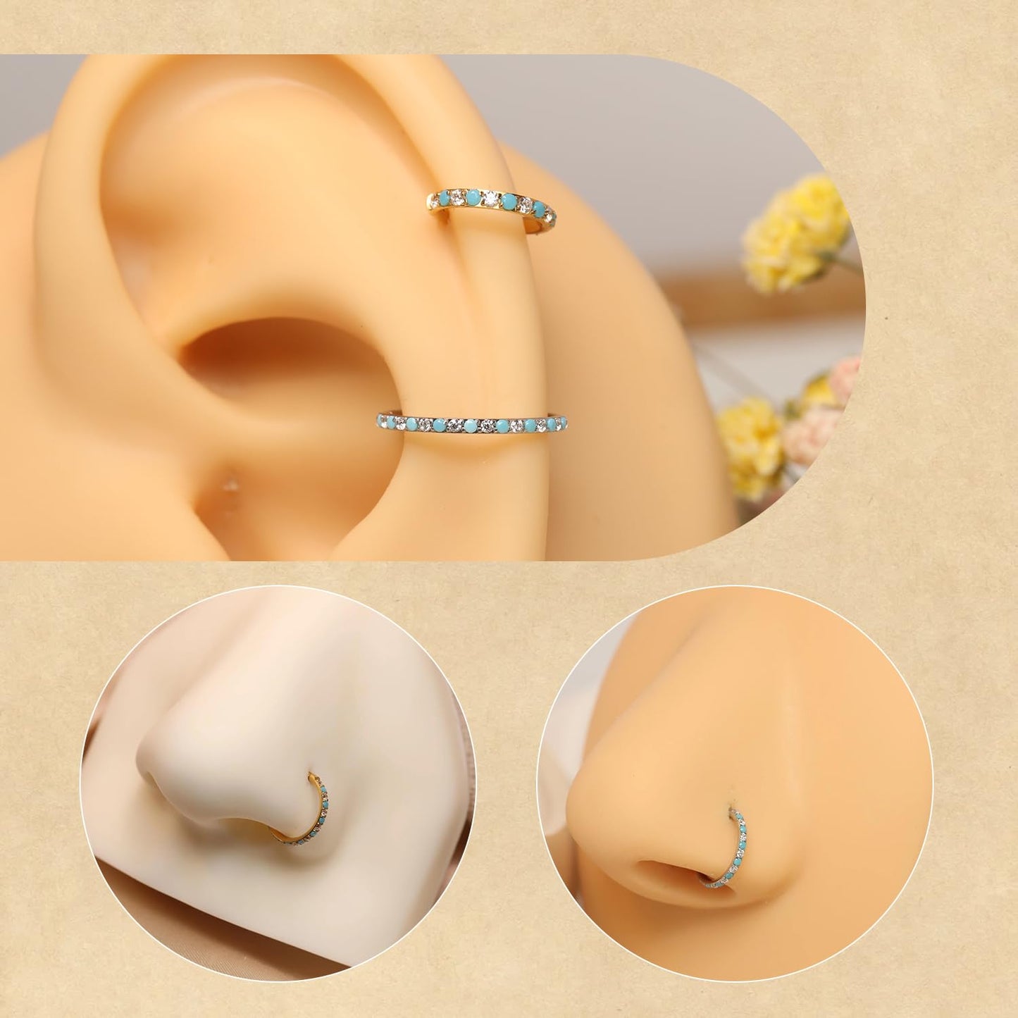 16G Septum Jewelry 8mm Septum Ring Cartilage Helix Daith Earring Surgical Steel Helix Daith Piercing Jewelry Nose Ring Hoop Sept