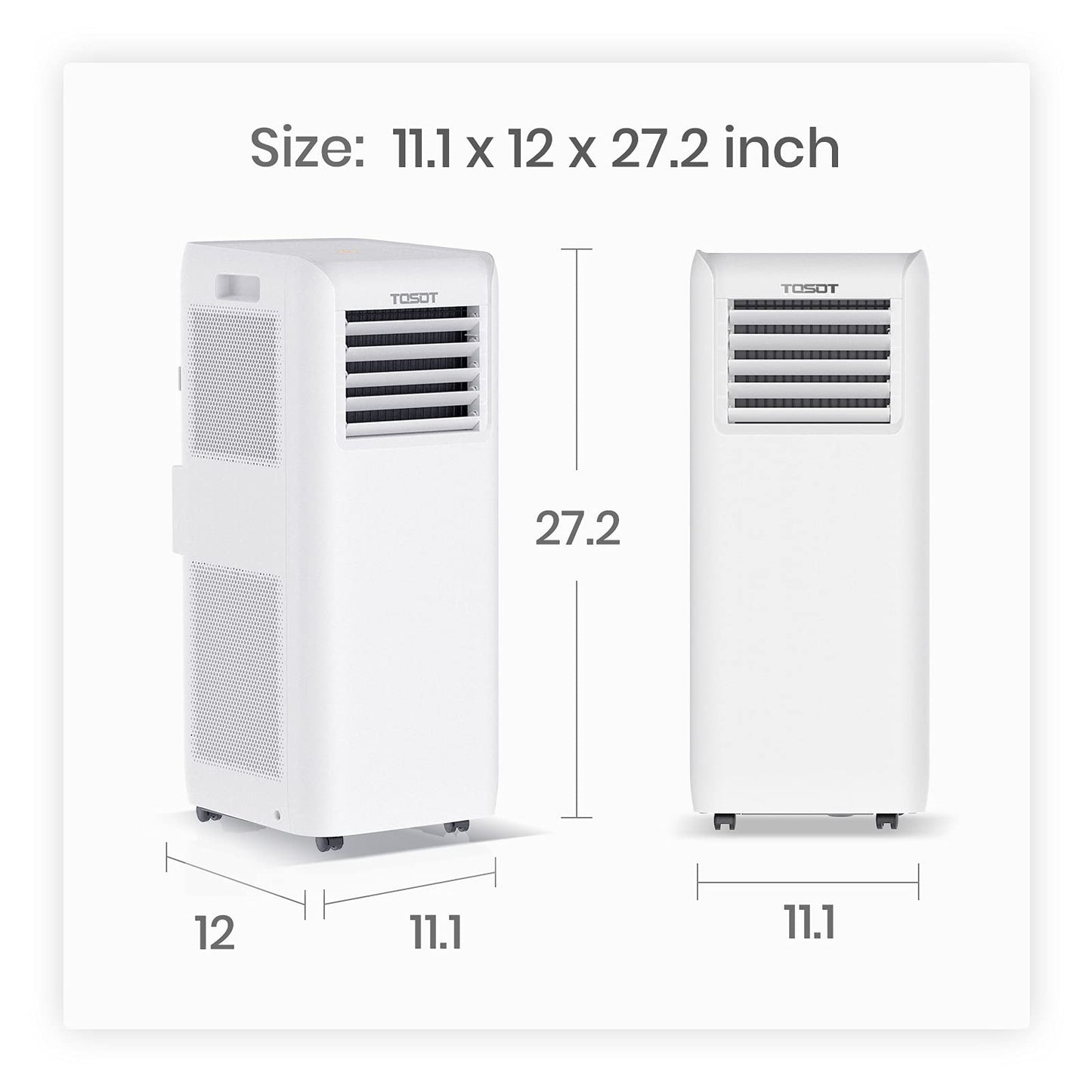 TOSOT 9,500 BTU Air Conditioner Easier to Install, Quiet and 3-in-1 Portable AC, Dehumidifier, Fan for Rooms Up to 300 sq ft, Aovia Series, White