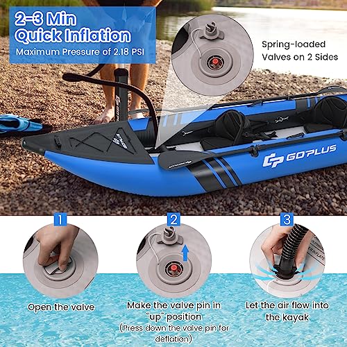 Goplus Inflatable Kayak, 2-Person Kayak Set for Adults with 507 LBS Weight Capacity, 2 Aluminium Oars, EVA Padded Seat, 2 ...