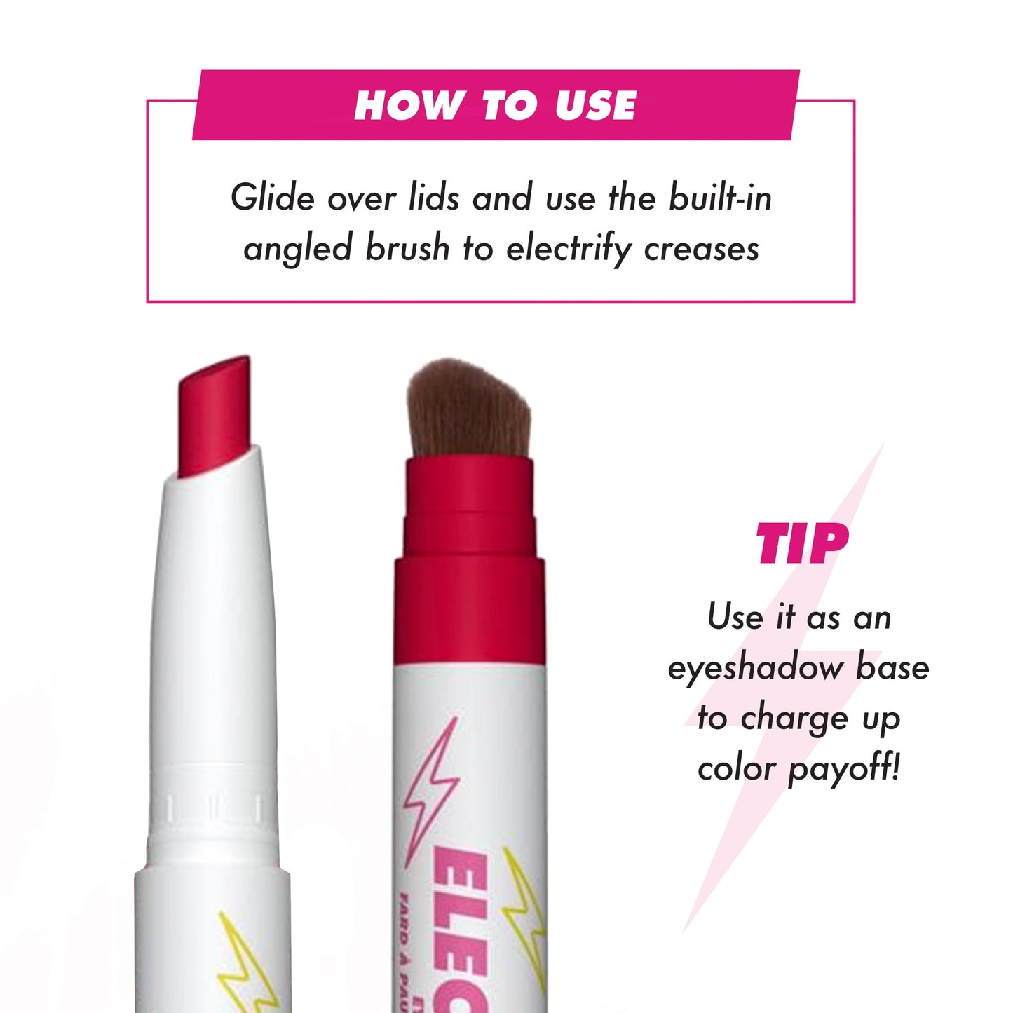 Lime Crime Electric Slide Eyeshadow & Brush Stick, RAD (Matte Red) - Lightweight 2-in-1 Eyeshadow Smudge Stick with Angled Brush