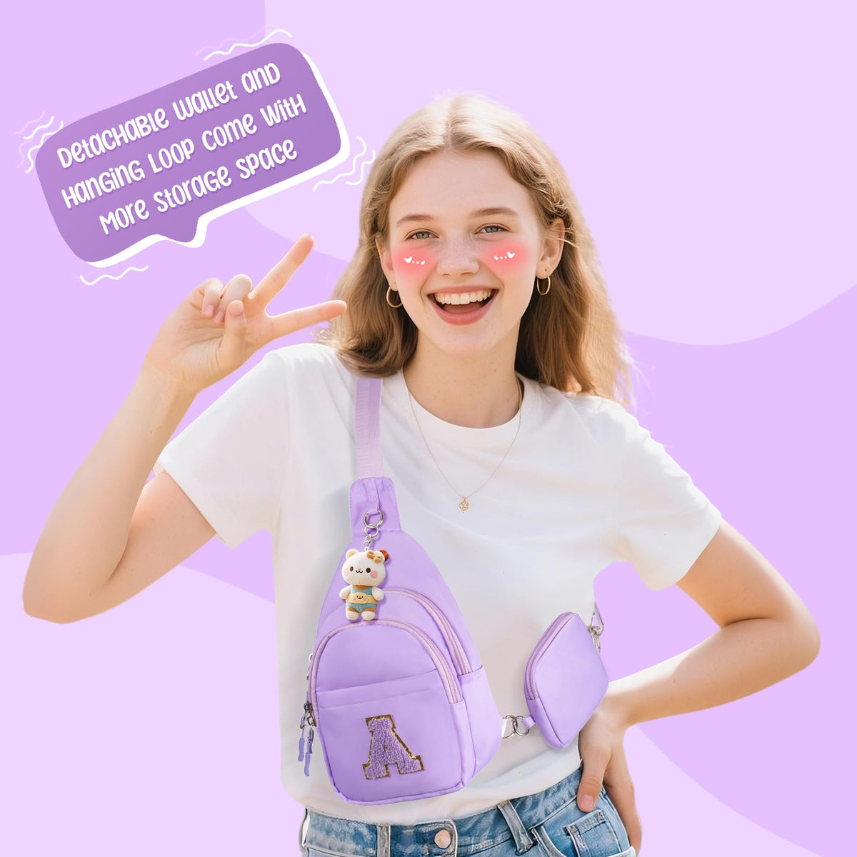 X-KIDS Initial Fanny Pack for Teen Girls Cute Crossbody Bag Sling Purse Personalized Gift for Tween Girl Kids 6-14 Years Old