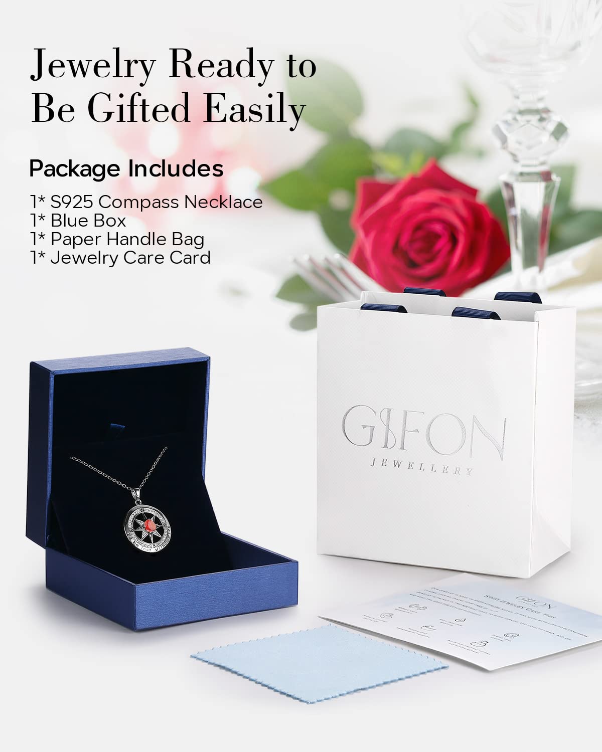 S925 Sterling Silver Necklace for Wife, Women Anniversary Year Gifts Compass Jewelry, Birthday Gift Ideas for Her Girlfriend Wom