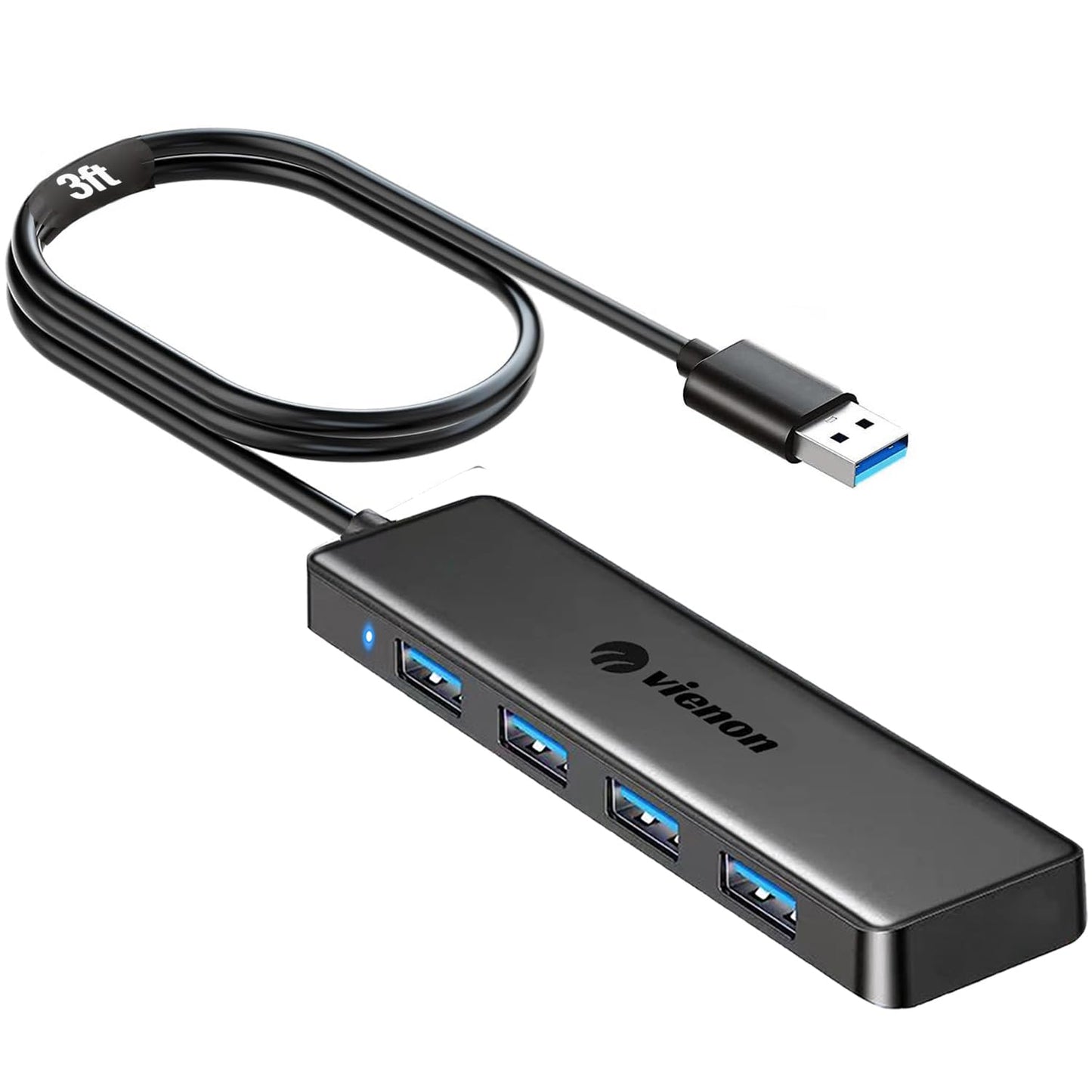 USB 3.0 Hub, VIENON 4-Port USB Hub USB Splitter USB Expander for Laptop, Xbox, Flash Drive, HDD, Console, Printer, Camera,Keyborad, Mouse(Not for Charging)