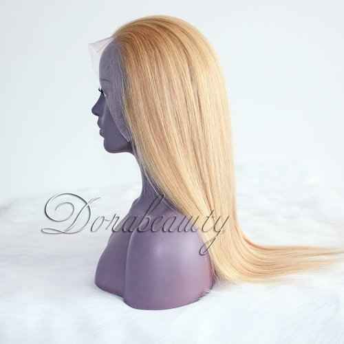 Dorabeauty #27 Honey Blonde Lace Front Wigs 150% Density Brazilian Virgin Human Hair Pre Plucked 13X4 Glueless Lace Front Wigs For Black Women Straight 10 inch