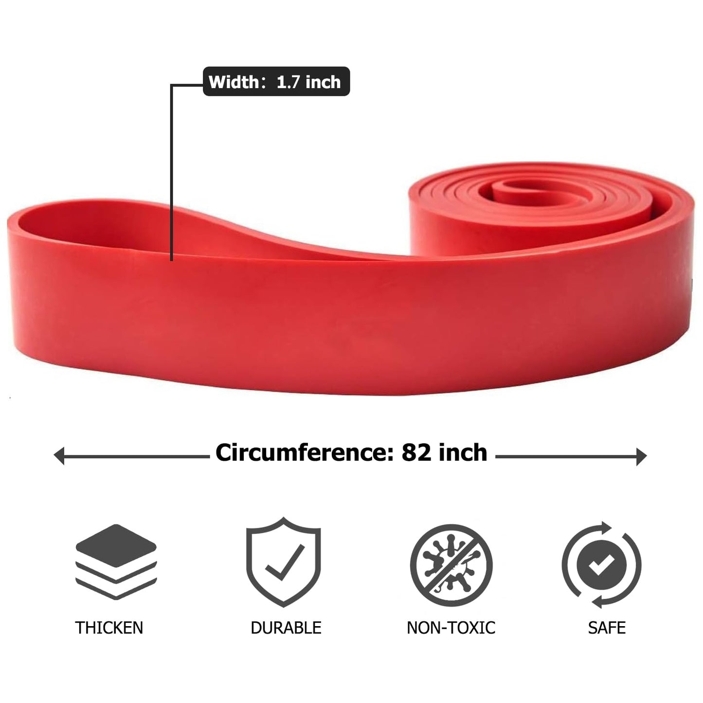 Pull Up Bands, Resistance Bands, Pull Up Assistance Band Exercise Bands for Men & Women Working Out, Body Stretching, Physical Therapy, Muscle Training - Red