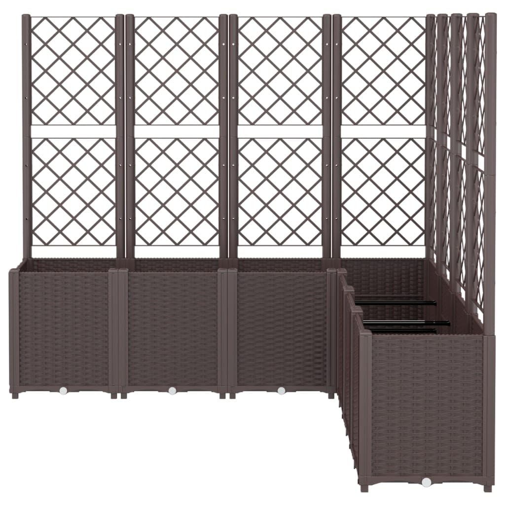 LNJXTVCQ Modular Garden Planter with Integrated Trellis, 63 x 63 x 55 Inch Brown Polypropylene Raised Bed for Climbing Plants, Large Outdoor Flower Box for Patio, Balcony, and Backyard
