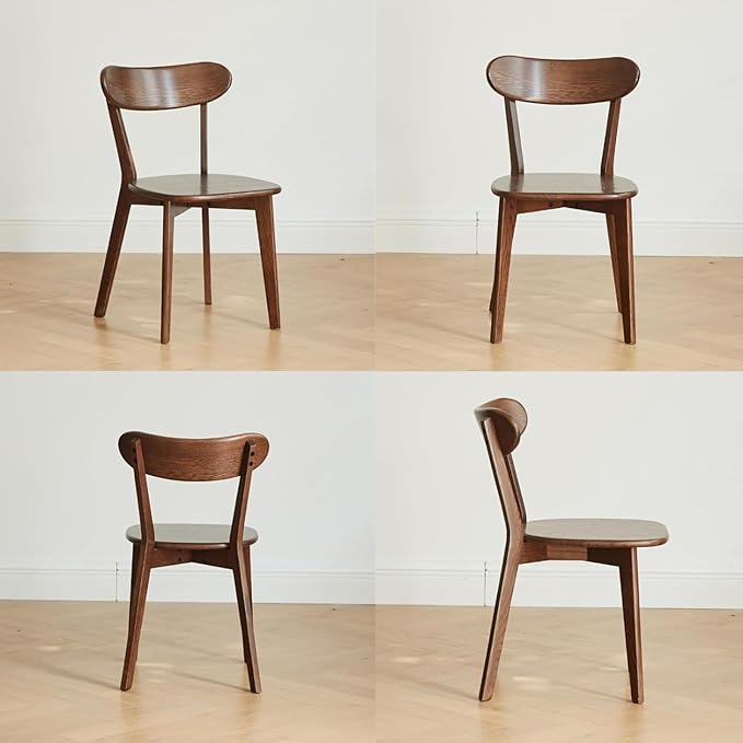 Hymus 100% Solid Oak Wood Dining Room Chairs - Practical Kitchen Chairs for Dining Room, Kitchen, Living Room (1, Walnut)