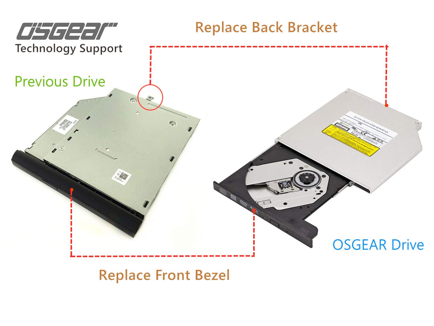 Osgear 9.5Mm Sata 8X Dvdrw Cd Dvd Rw Rom Burner Writer M-Disc Tray Loading Optical Drive For Acer Asus Hp Dell Lenovo