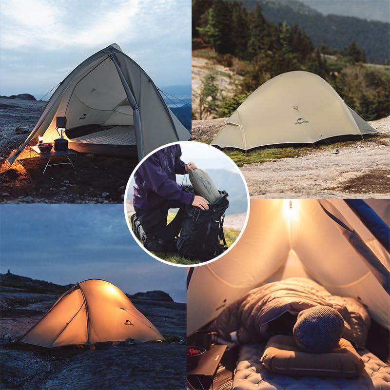 Naturehike Cloud up Pro Camping Tent, 1/2/3 Person Ultralight Hiking Tent, Waterproof Backpacking Tent for One Man, Free S...