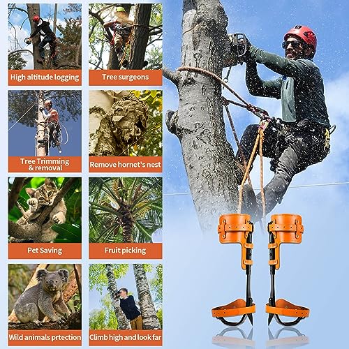 Rohseson Tree Climbing Spikes, Tree Climbing Gear with Non-Slip Pedal, Adjustable Tree Climbing Tool Set