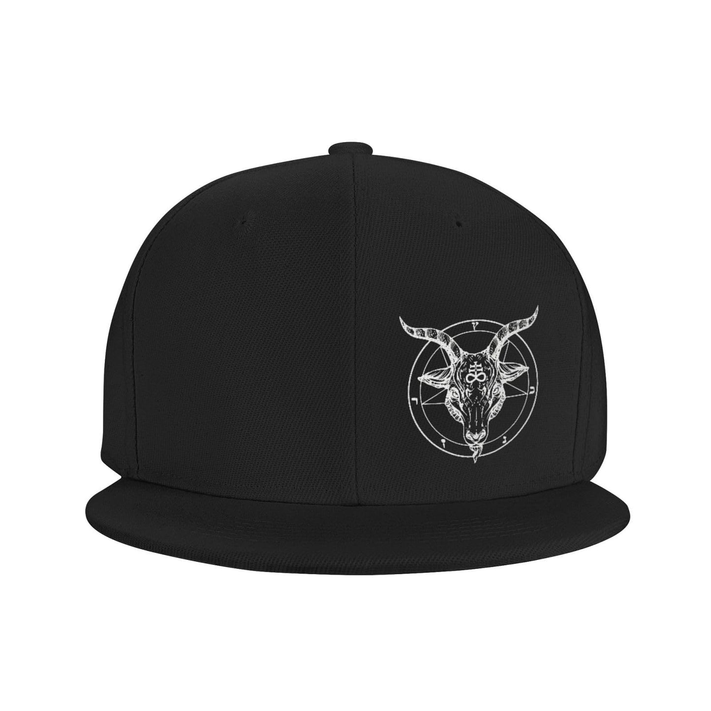 Generic Baphomet Satanist Goat Ram Flat Brim Bill Baseball Cap Adjustable Funny Sunhat Trucker Hat for Men Women Black