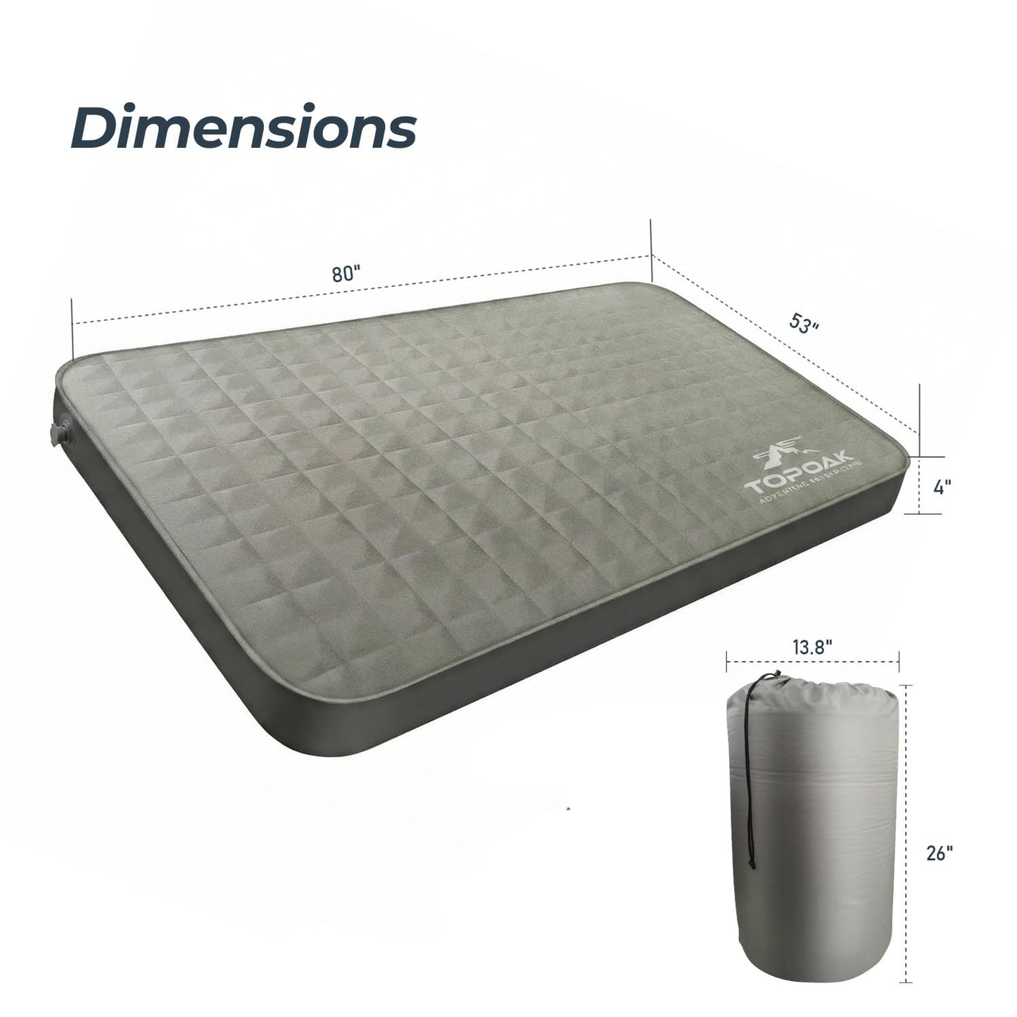 Topoak Camping Air Mattress, Inflatable Sleeping Pad for Camping, Thick Camping Mattress Pad, for SUV, Truck Bed, Rooftop Tent & Ground Tent (Mattress & Electric Pump)