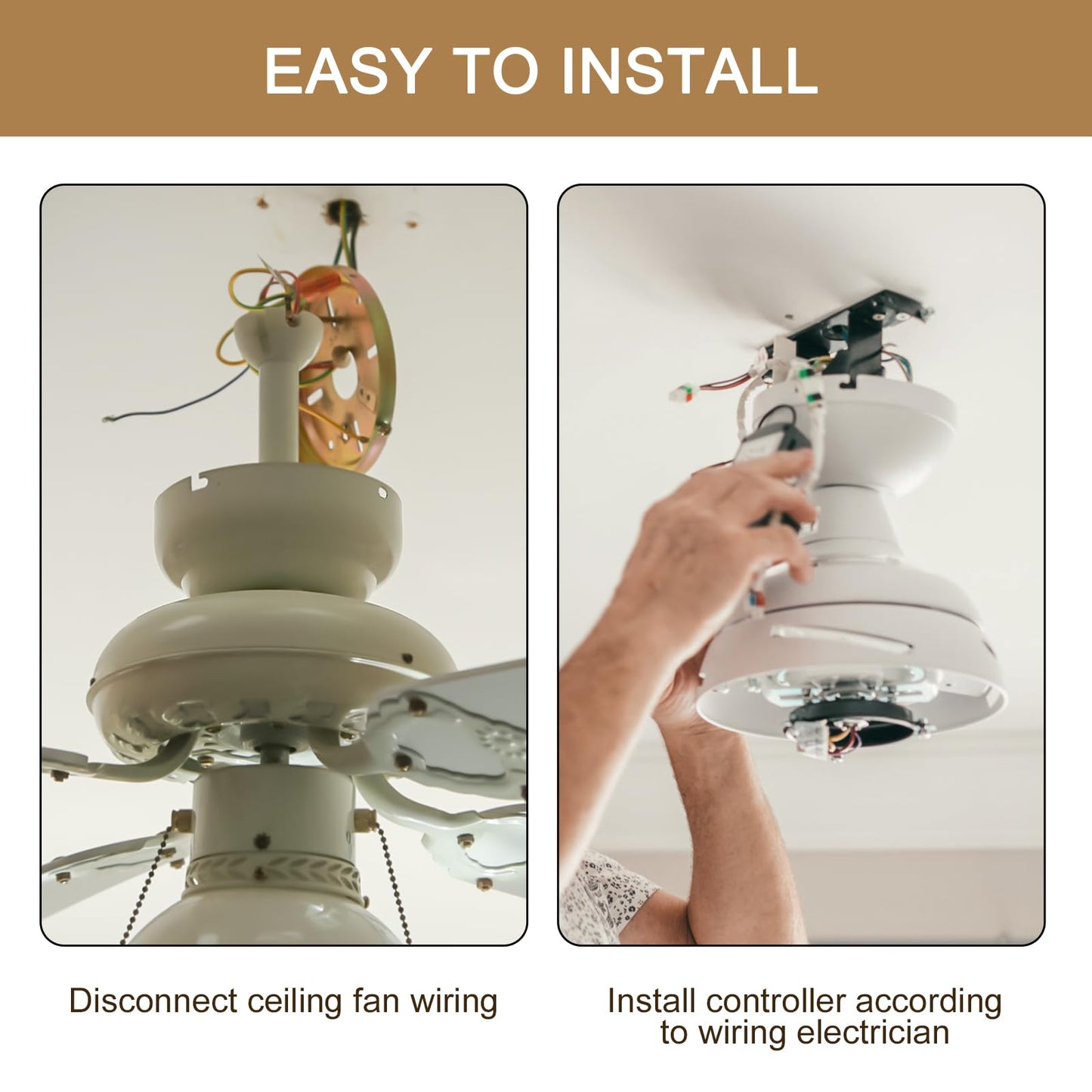 Ceiling Fan Remote Control Kit With Light Receiver Controller, 6-Speed Adjustable, Long Range Transmission, High Voltage Compati