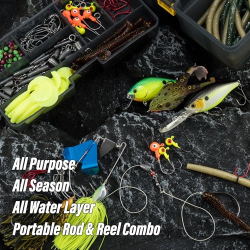 Dr.Fish Rod and Reel Combo 6-9.8ft Spinning Pole 3000 Spinning Reel Bass Fishing Lure Kit Telescopic Travel Collapsible Fi...