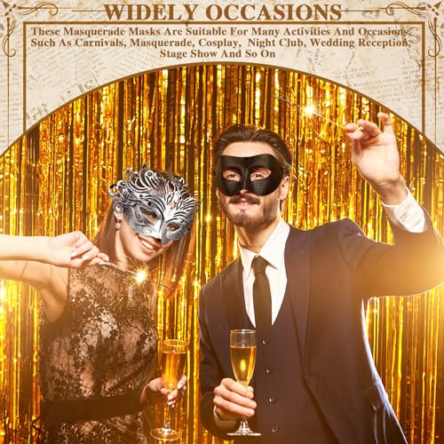 Jenaai 50 Pcs Couple Masquerade & Venetian Mardi Gras Halloween Carnival Mask for Women & Men Costume Ball Party