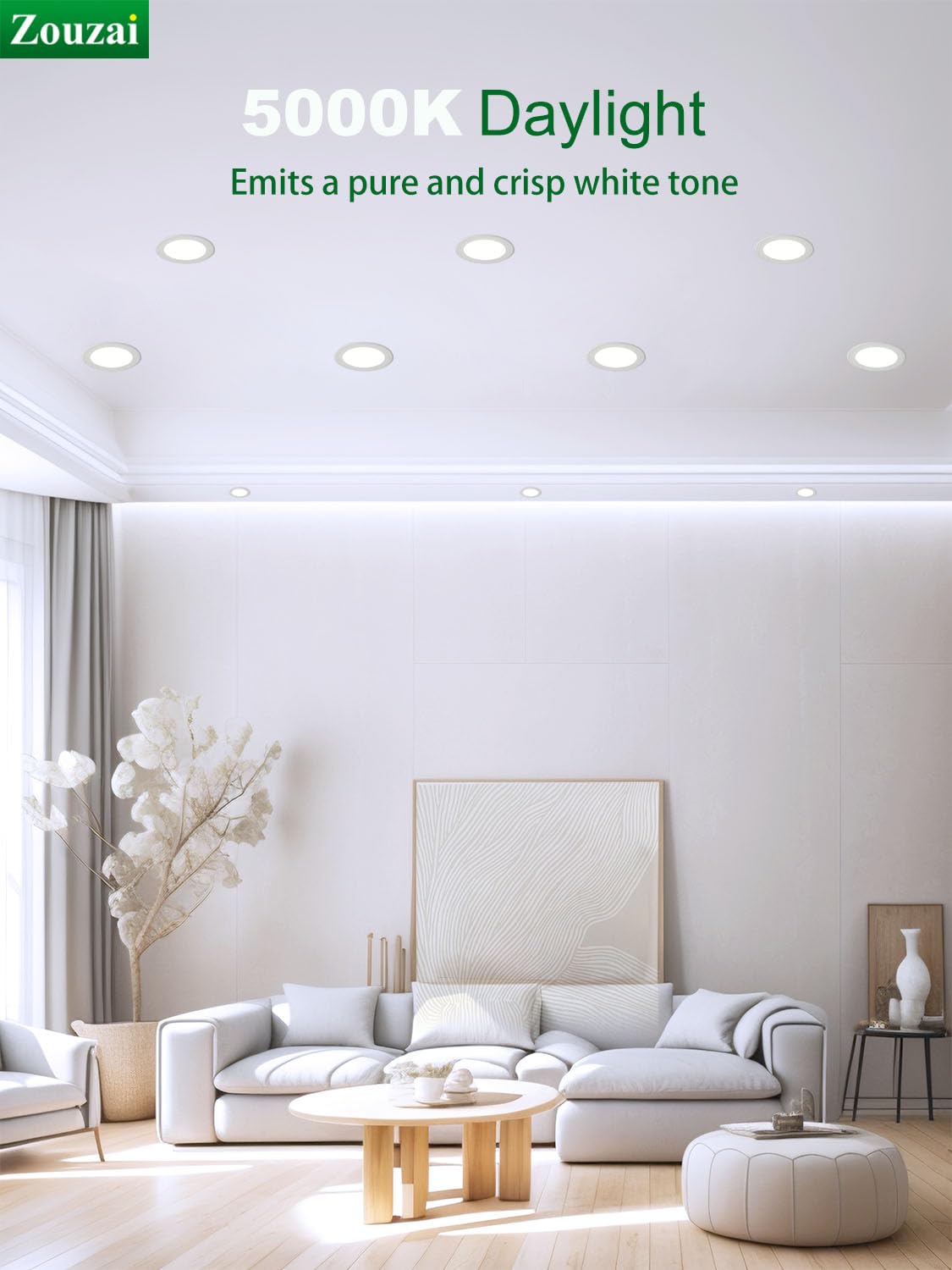 zouzai 24 Pack 6 Inch Ultra-Thin LED Recessed Ceiling Light with Junction Box, 5000K Daylight, 12W 110W Eqv, Dimmable Can-Killer Downlight, 1080LM High Brightness - ETL and Energy Star Certified