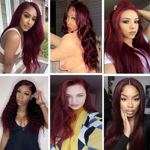 Habiliana Human Hair Bundles 18 20 22 Inch Burgundy 99J Straight Bundles Human Hair 100% Unprocessed Soft Sewn In with Double Drown Weft for Black Women