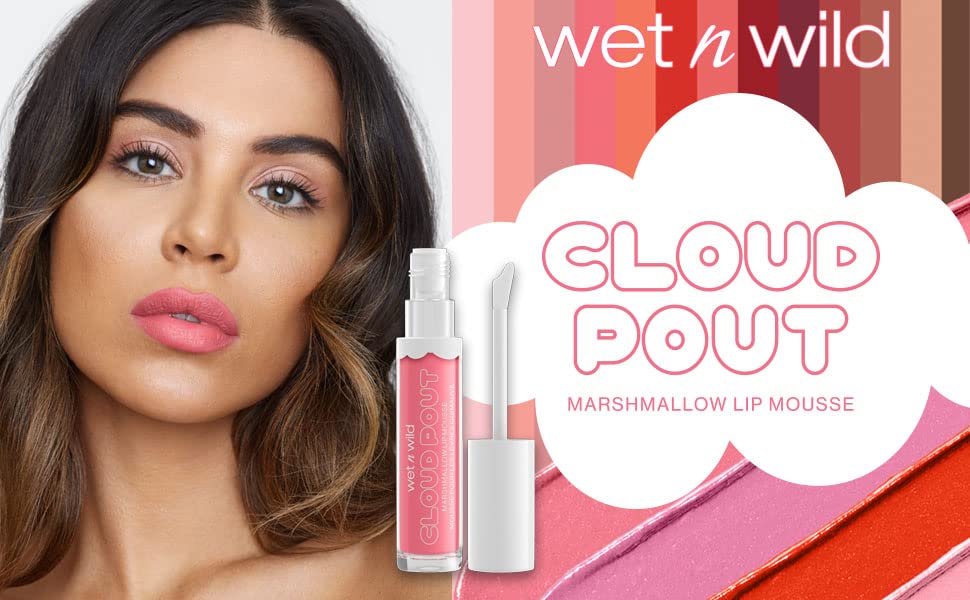 wet n wild Lip Cream Cloud Pout w/Marshmallow, Light Brown Fluffernutter | Argan Oil | Vitamin E | Marshmallow Flavored