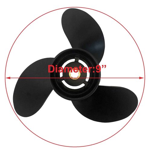 MARKGOO Propeller 9X9 RH 8 Spline Tooth for Mercury Black Max Outboard 6 8 9.9 10 15 HP Boat Motor Engine Parts 3 Blade Aluminum Prop 48-828156A12