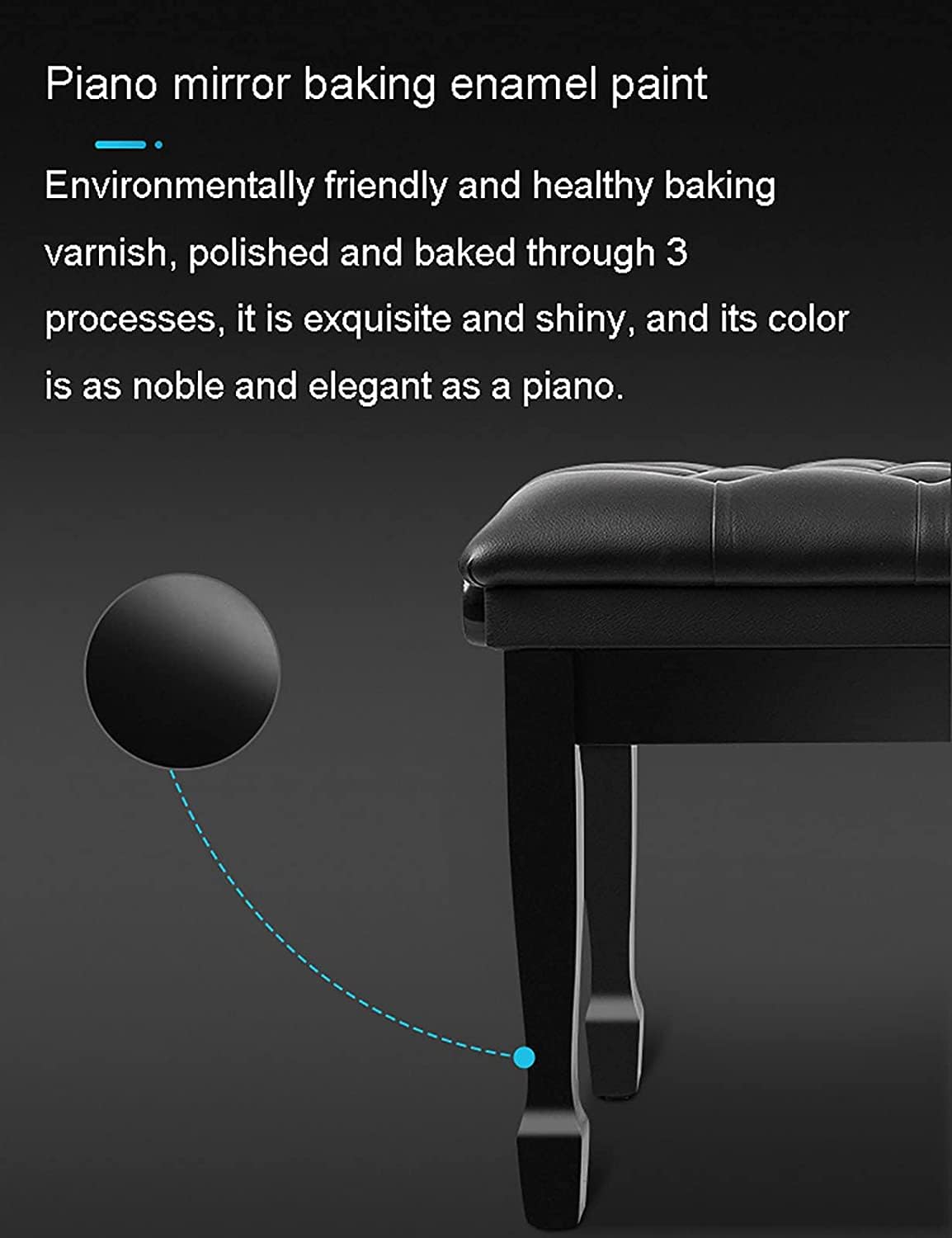 ZHOUYANB Piano Stool Dressing Table Bench with Storage Compartment Genuine Leather Keyboard 10cm Height Adjustable 58 X 41 48-58cm (Mahogany One Size)