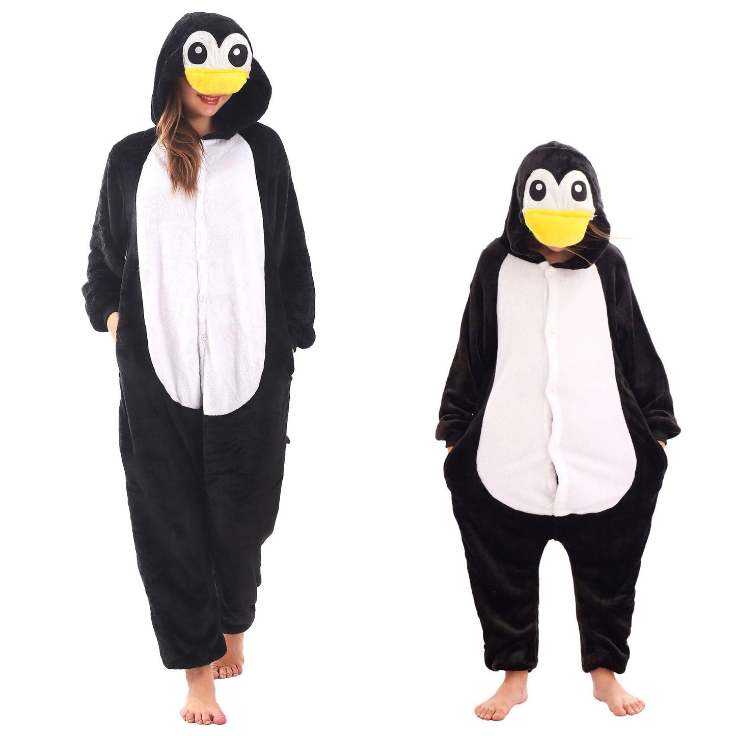 LOBUJOU Animal Hooded Onesie Costume for Kids Adults Boys Girls Halloween Easter Mens Womens Cosplay Outfit Kit Penguin 120