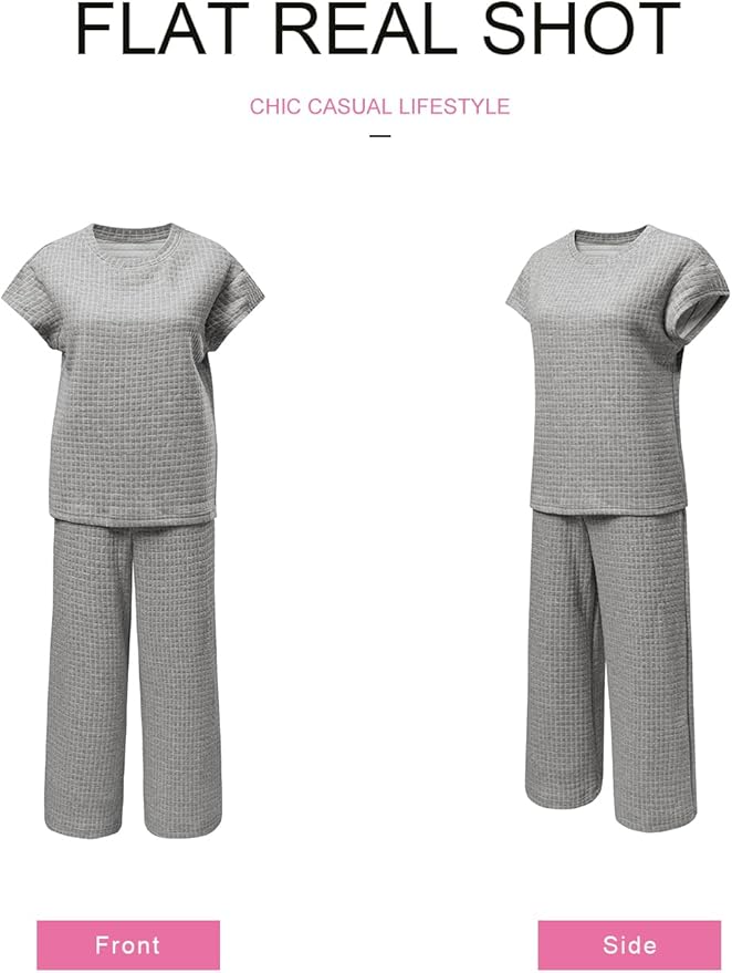 SHEWIN Womens Two Piece Fall Outfits Sweatsuits Casual Pullover Tops and Wide Leg Sweatpant Lounge Sets