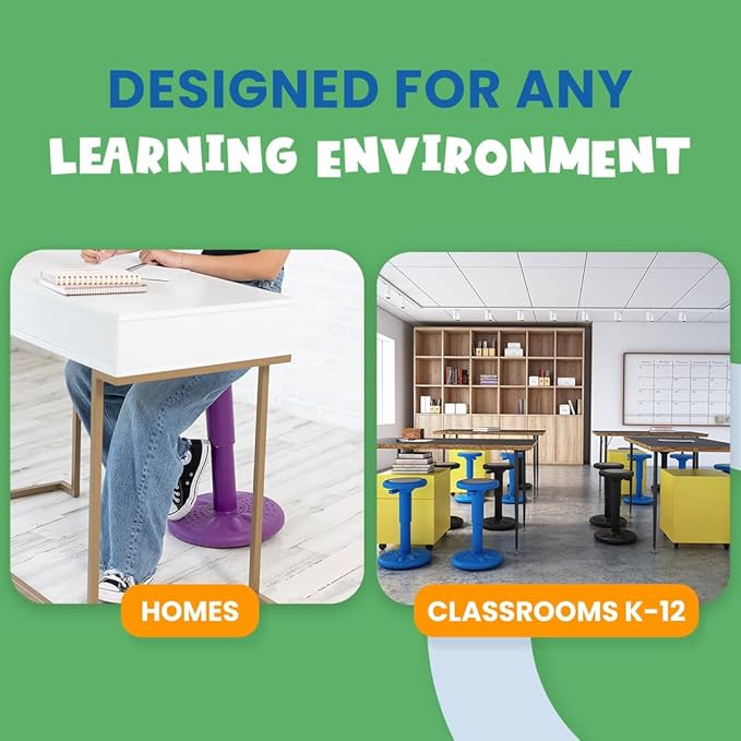 Studico ActiveChairs Adjustable Wobble Stool, Flexible Classroom Seating, Improves Focus, Posture & Helps ADHD/ADD, Sensory Chair, Active Desk Chairs, Adjusts from 16.65" to 23.75", Ages 13-18, Grey