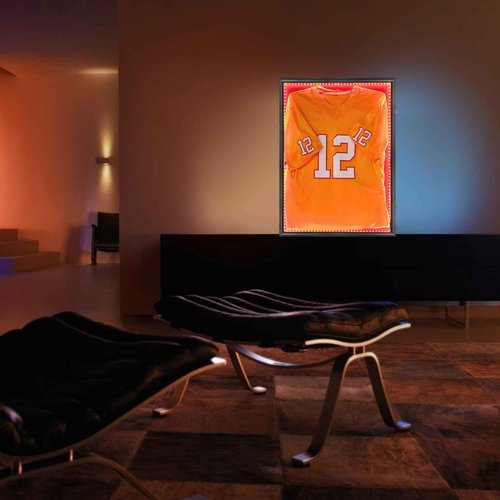 KCRasan LED Jersey Frame Display Case - Jersey case with led Lights - Large Lockable Frames Shadow Box with UV Protection for Baseball Basketball Football Soccer Hockey Sport Shirt, Black