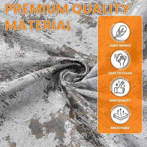 Majestic Giftware Premium Jacquard Cut Fabric (1348-40X120) | 40" Wide X 120" Length Silver Ripple Cloth for Table Runner,...
