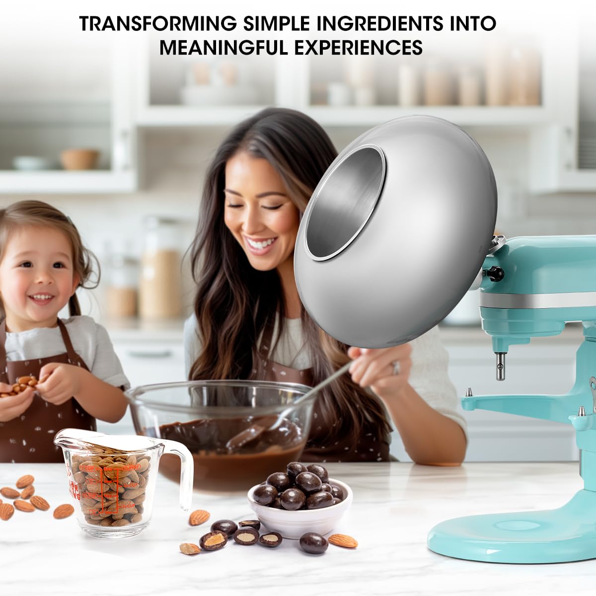 Aieve Snack Coater Compatible with KitchenAid Bowl-Lift Stand Mixer, Chocolate Coating Attachment for Freeze-Dried Strawberries,Almonds, Pistachios & Nuts, Home & Commercial Use, Gift for Father's Day