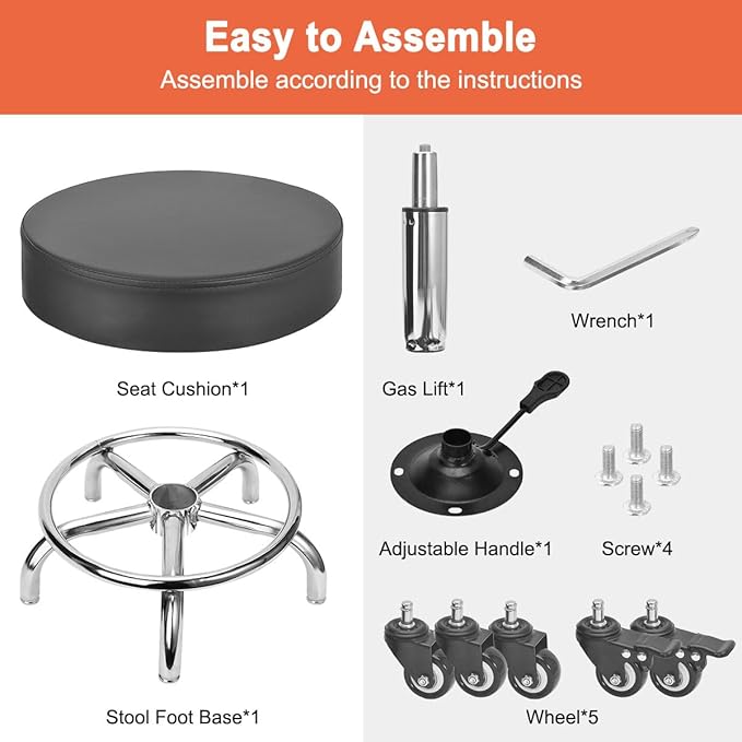 JOSTZHXIN Low Height Rolling Stool Height Adjustable Low Roller Seat, Swivel Small Chair Mechanic Stool, Short Stools for Home Office Garage Shop (Style 2)