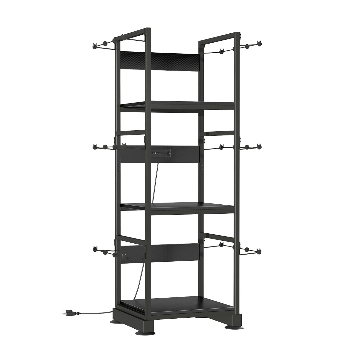MILEFA 3DPrinter Stand with Filament Storage,3D Printer Rack with Power Outlet,Heavy-Duty 3D Print Storage Shelf for ABS/PLA/TPU Filament Spools,Perfect for 3D Printing Workshops,Carbon Fiber Black
