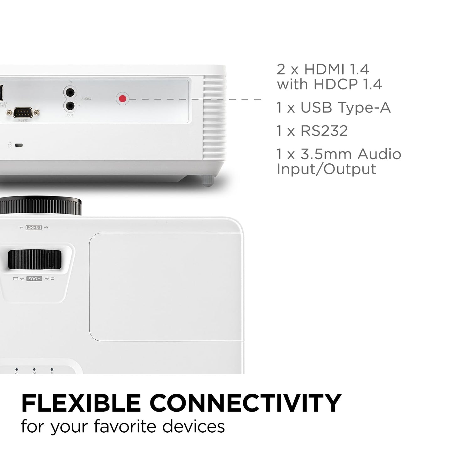 ViewSonic PA503HD 4000 Lumens High Brightness DLP Projector with 1.1x Optical Zoom, USB, and HDMI inputs for Home and Office
