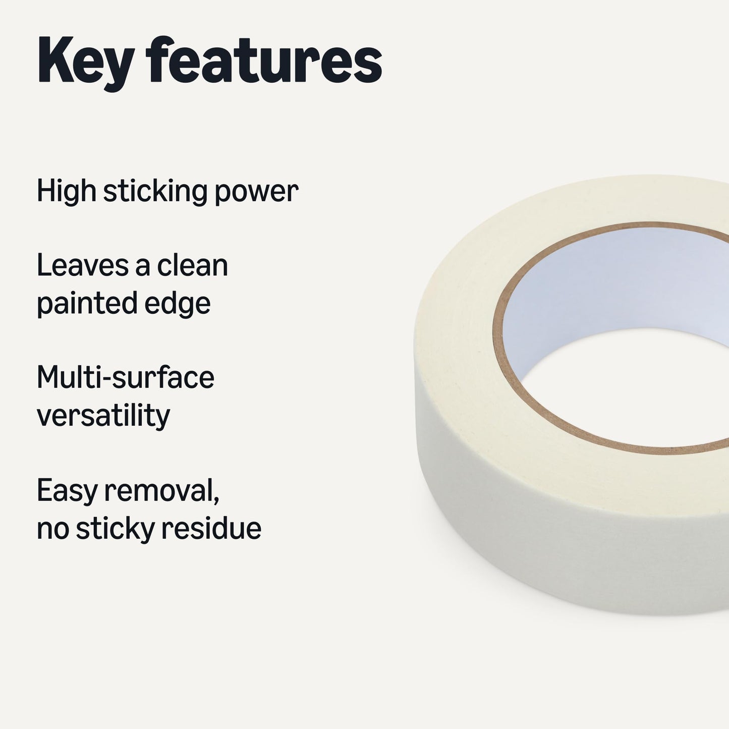 Amazon Basics Multi-Surface Masking Tape, 1.41 inches x 60 Yards, 1 Roll, White