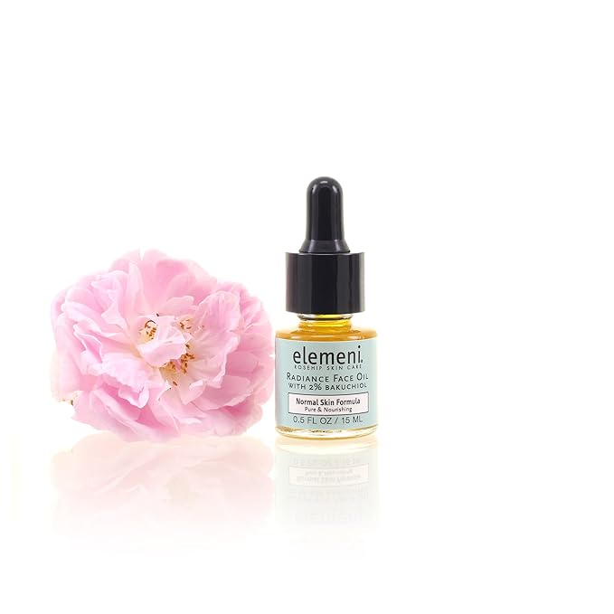 elemeni Radiance Face Oil for Normal Complexion, 0.5 fl oz, Authentic Rosehip Seed Oil Refines Fine Lines & Wrinkles with Natural Source Retinoic Acid, Pure Bulgarian Rose, Organic, Anti-Aging, Vegan