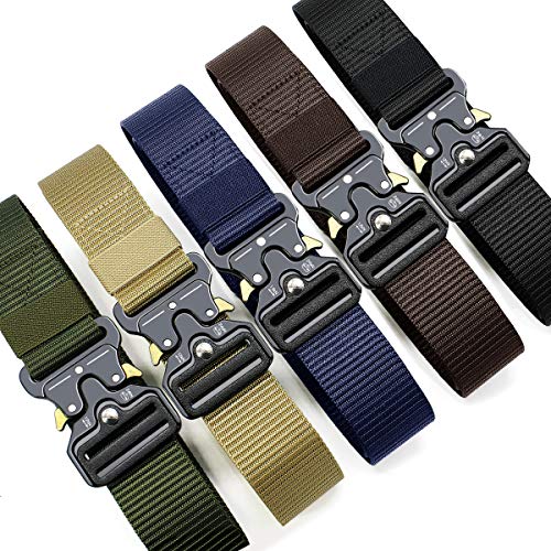 Men's Tactical Belt,Military Rigger Elastic Nylon Belt 2-Pack,with Retainer Quick Release Metal Buckle outdoors