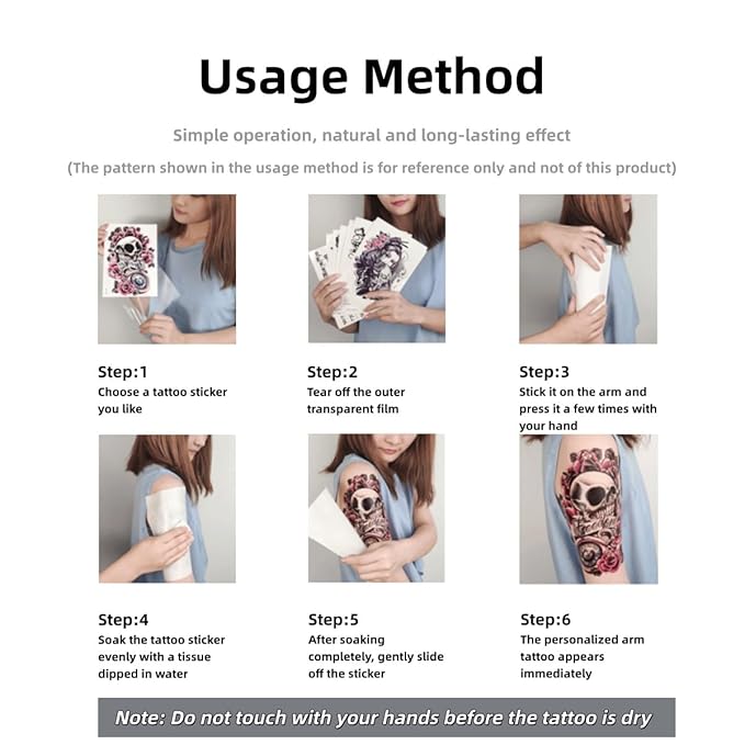 Waterproof Temporary Tattoos, Realistic Designs - 10 Pcs Set, Various Solid Color Floral Patterns
